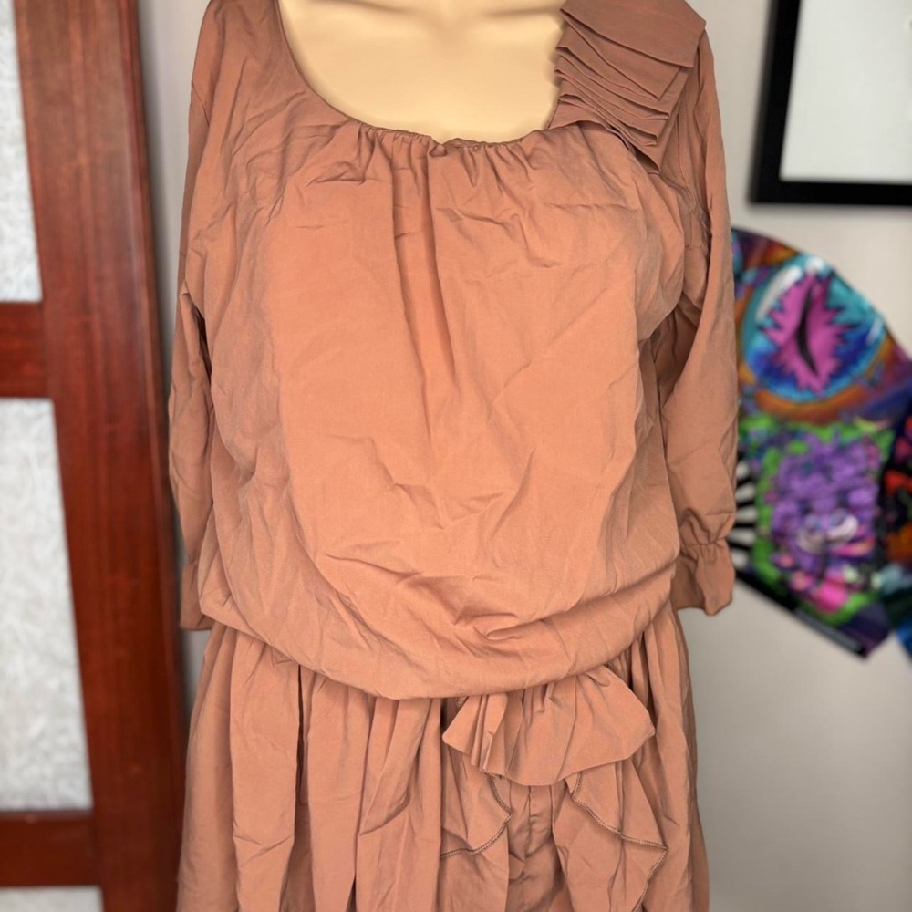 Allegra K Women's Long Sleeve Brown Dress